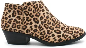 Soda Women's Round Toe Western Ankle Bootie Cheetah Print Booties