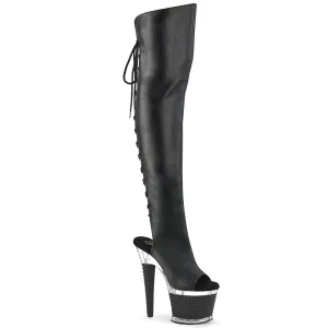 SPECTATOR-3019 Black Faux Leather/Clear-Black Matte