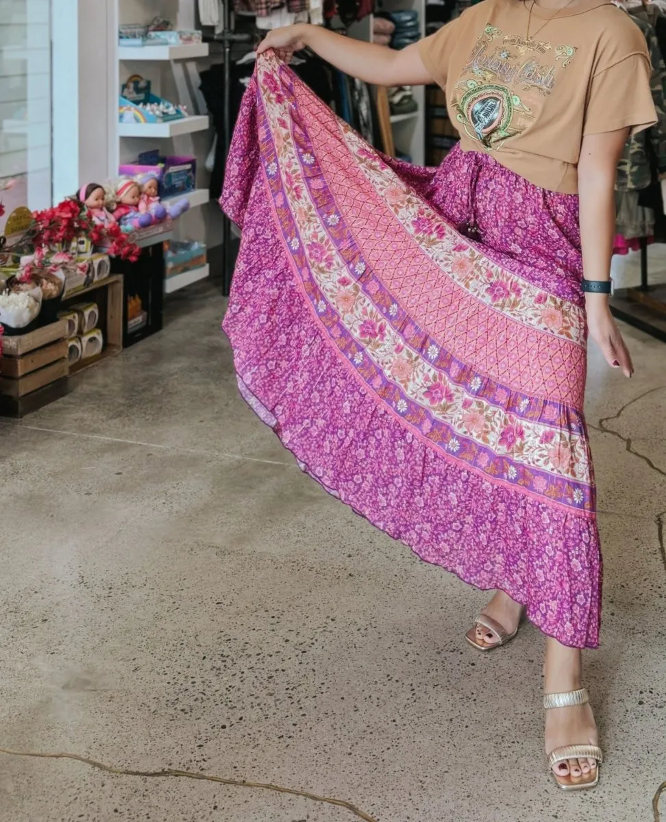 Spell Sienna Maxi Skirt Fuchsia