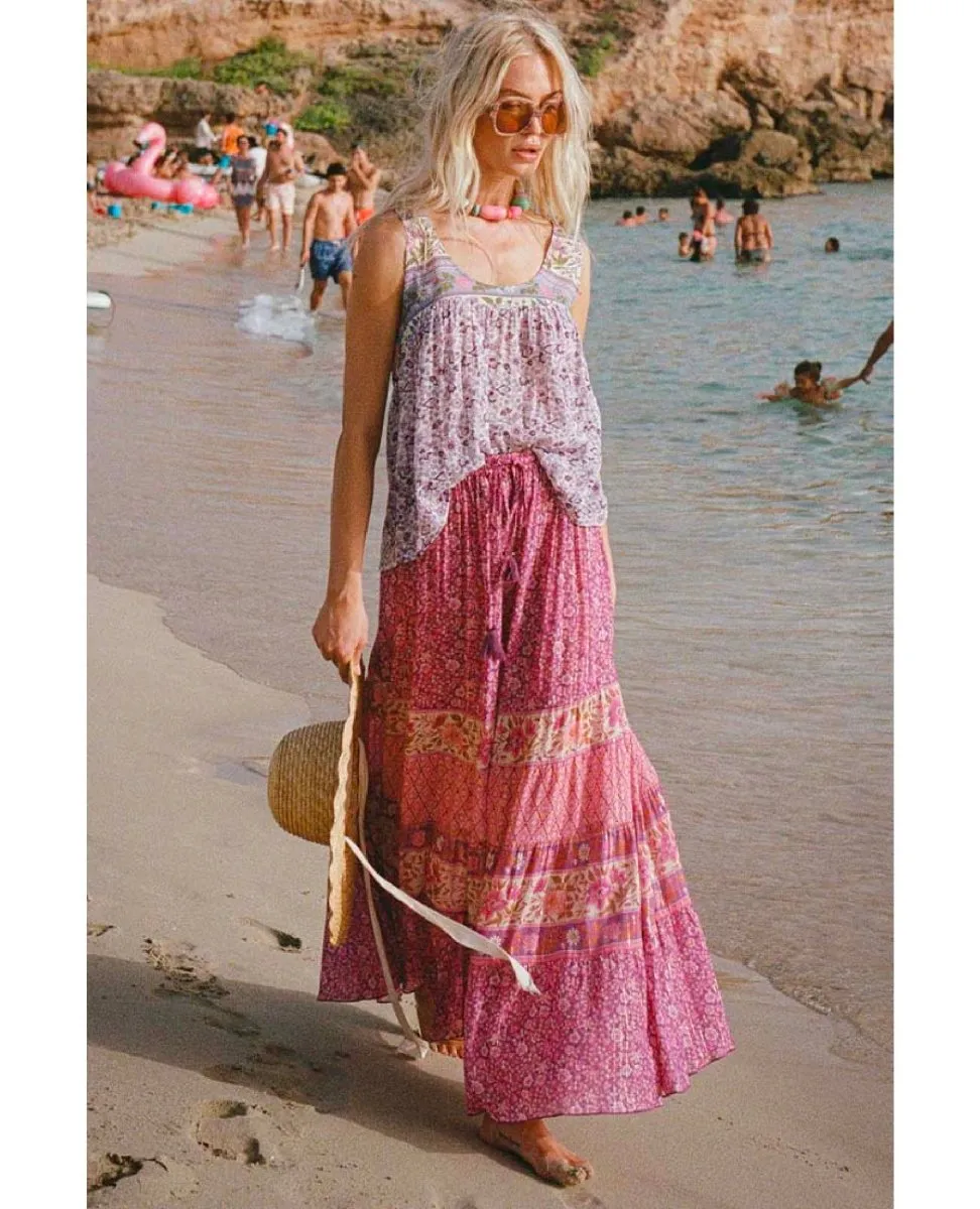 Spell Sienna Maxi Skirt Fuchsia