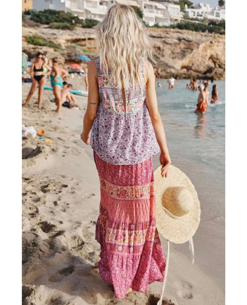 Spell Sienna Maxi Skirt Fuchsia