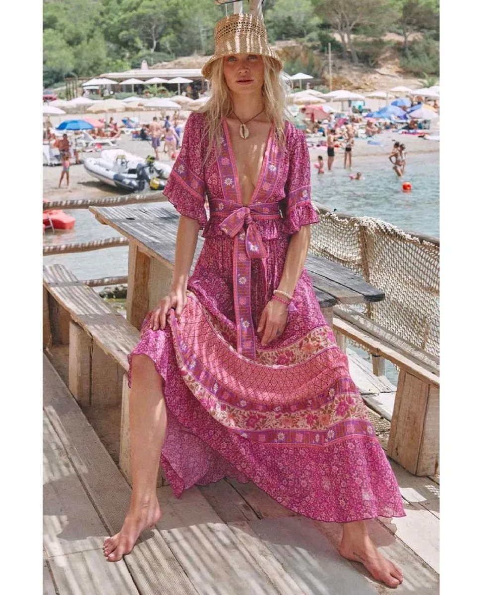 Spell Sienna Maxi Skirt Fuchsia