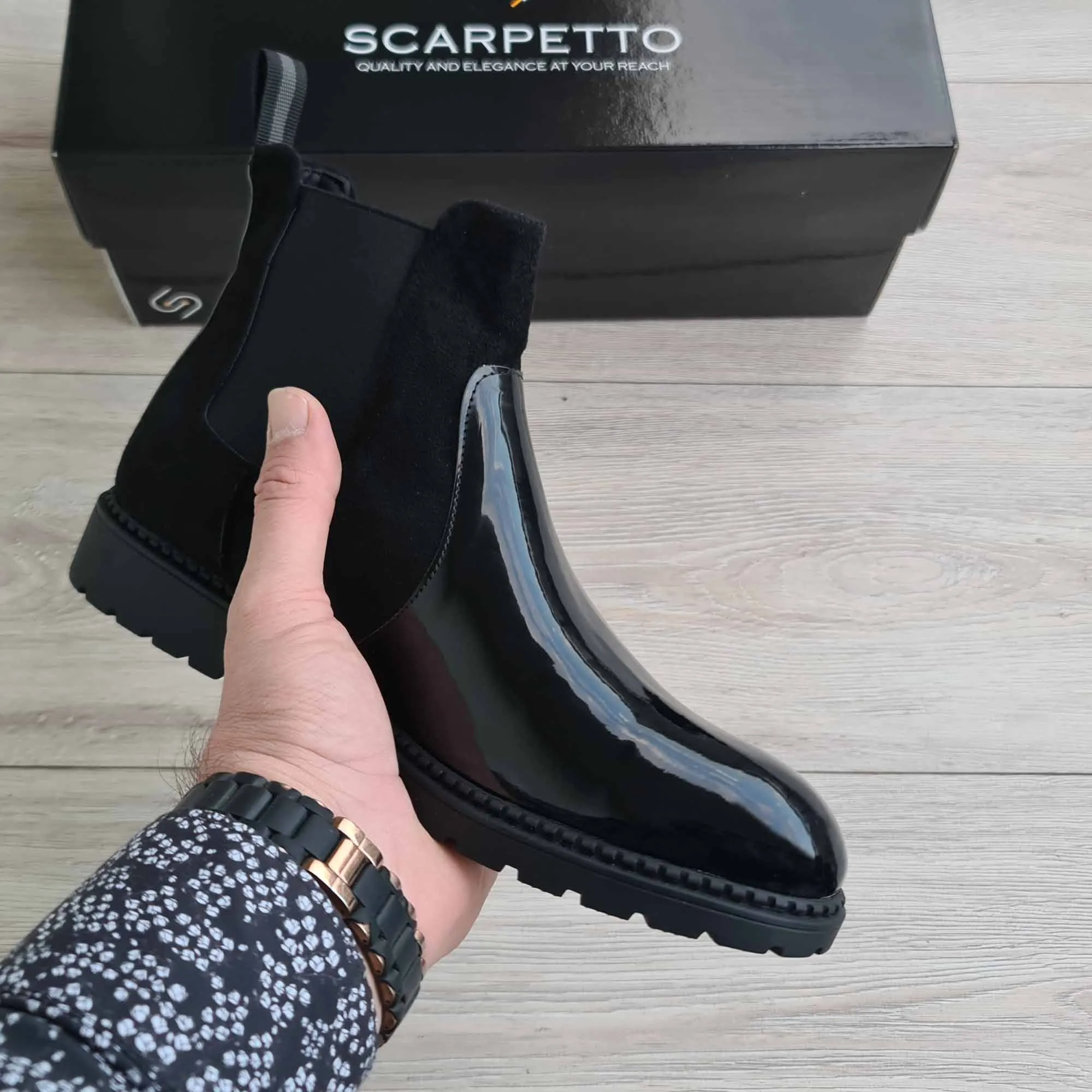 Splito Black Men's Leather Boots
