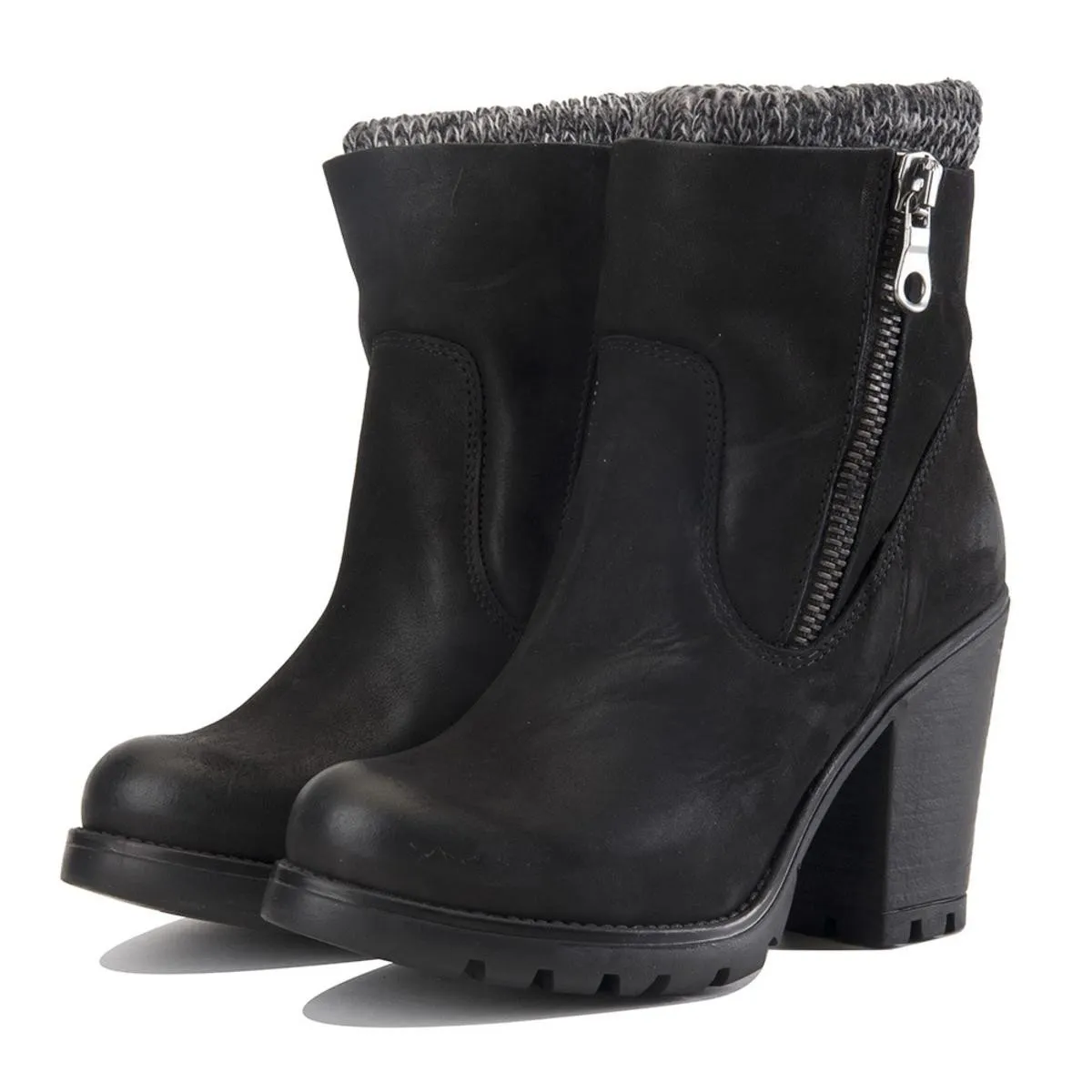 Steve Madden for Women: Sweaterr Black Leather Heel Boots