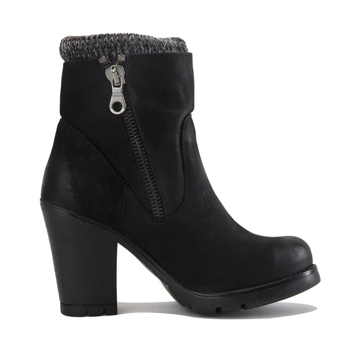 Steve Madden for Women: Sweaterr Black Leather Heel Boots