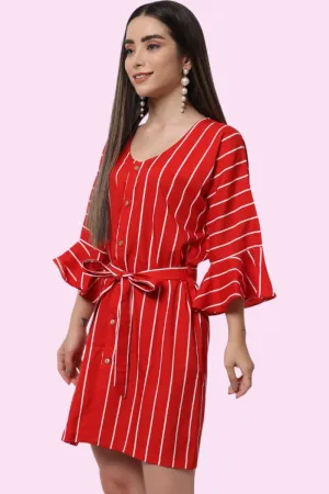 STRIPE OPEN SHIRT STRAIGHT DRESS