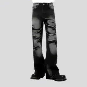 Stylish faded lines baggy men's jeans