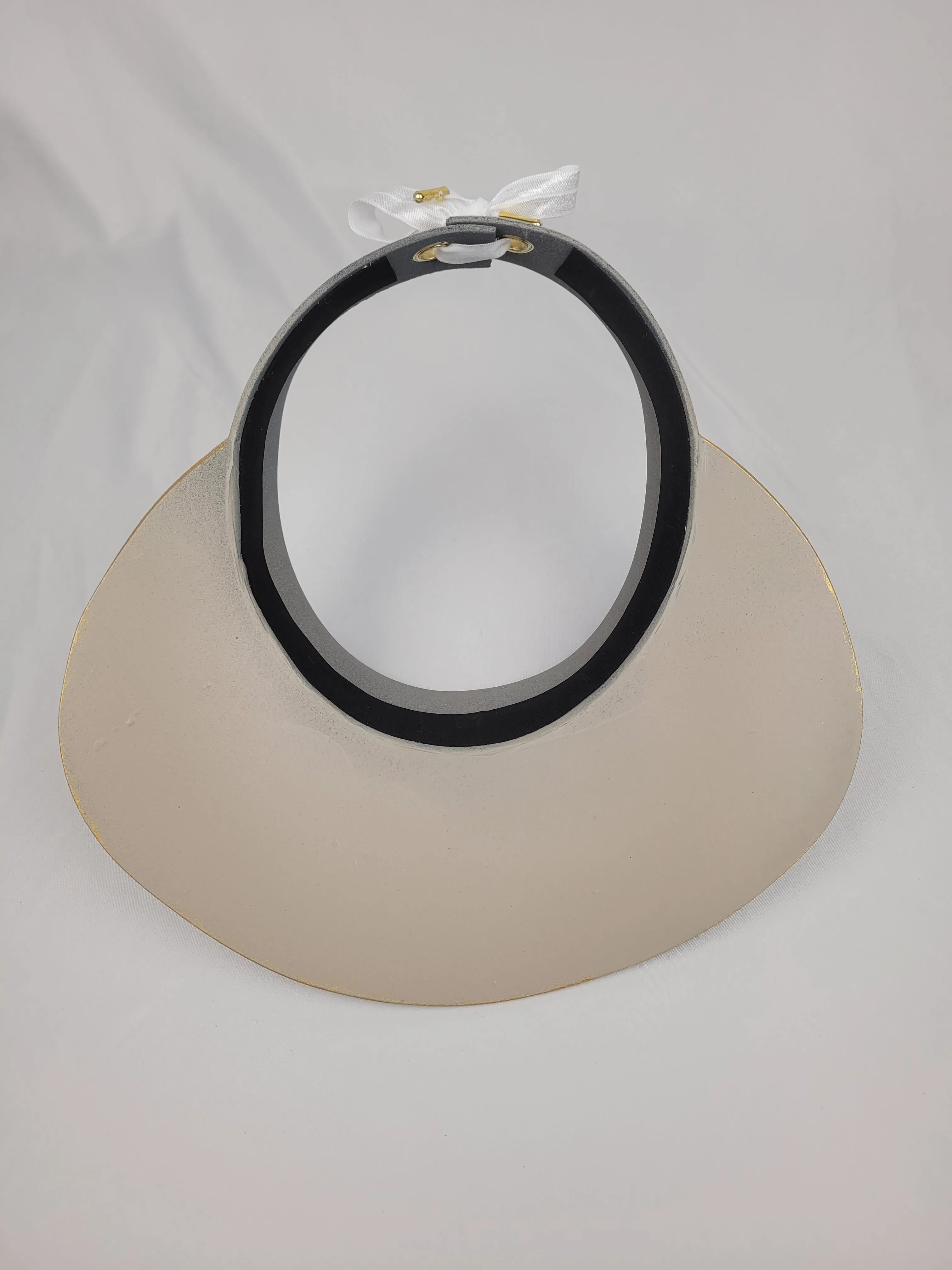 Taupe "LadyEVA" Visor Hat with Golden Autumn Floral Band