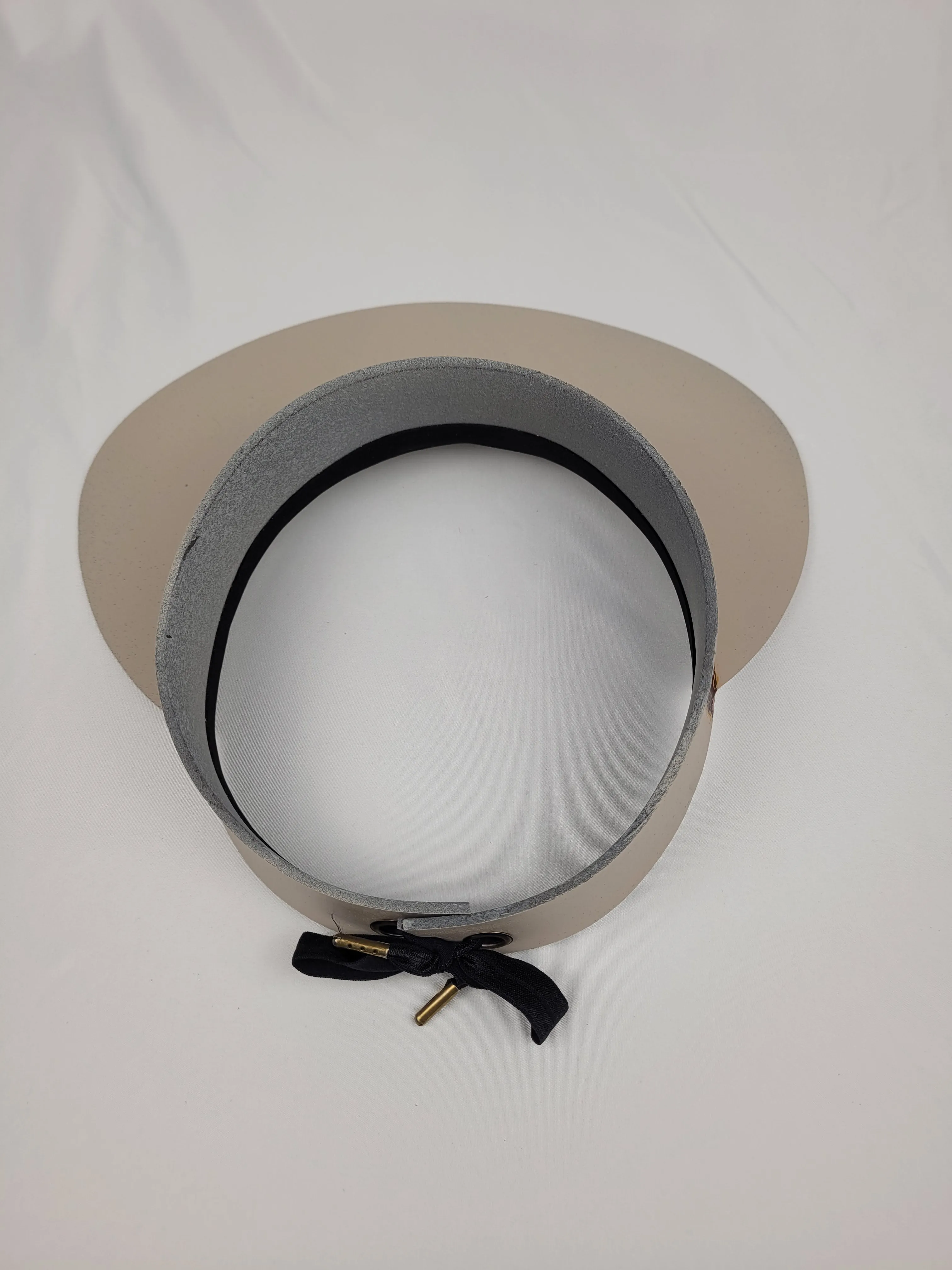 Taupe "LadyEVA" Visor Hat with Golden Autumn Floral Band