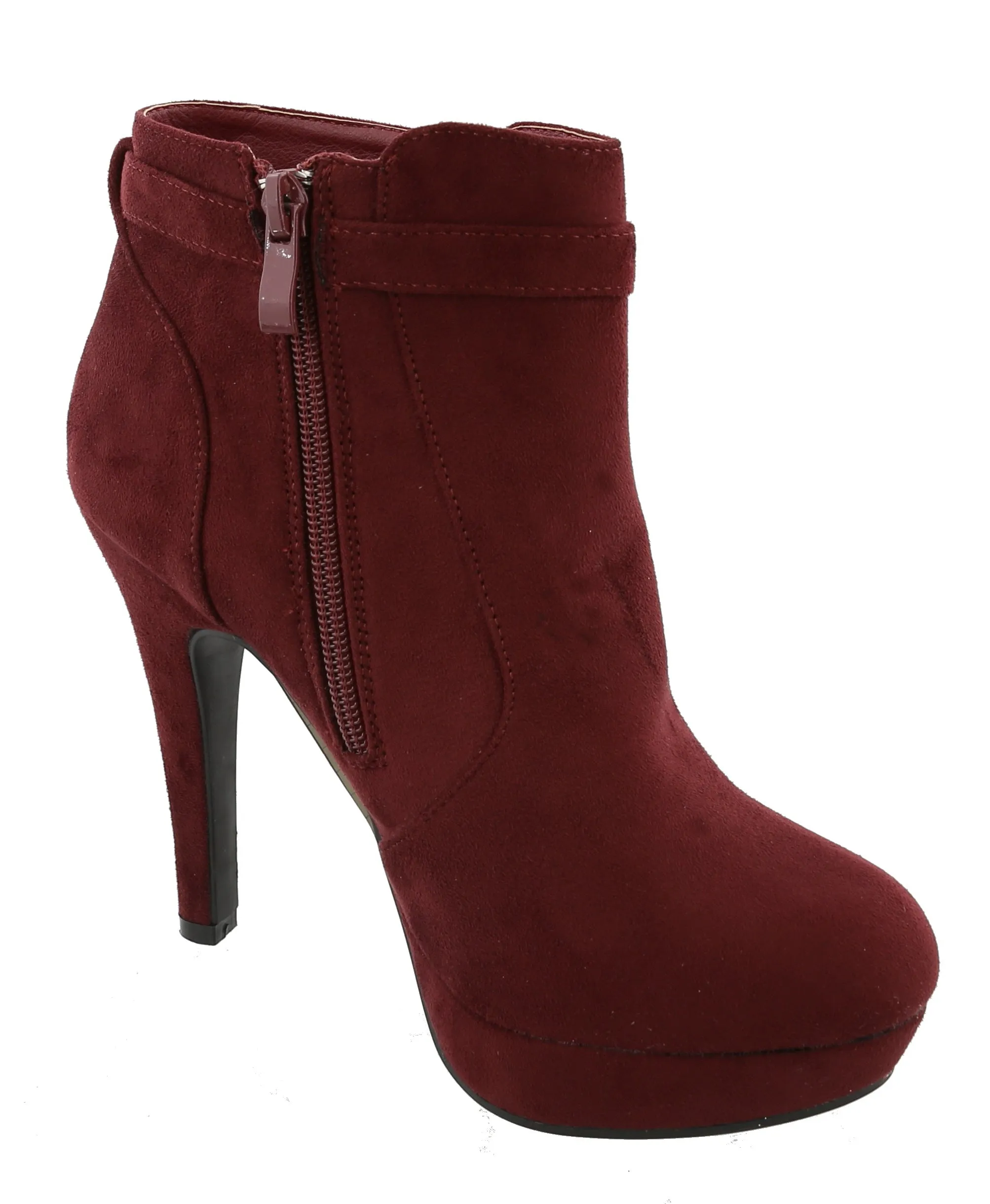 Top Moda Women's Closed Almond Toe Tassel Platform Stiletto Heel Ankle Bootie