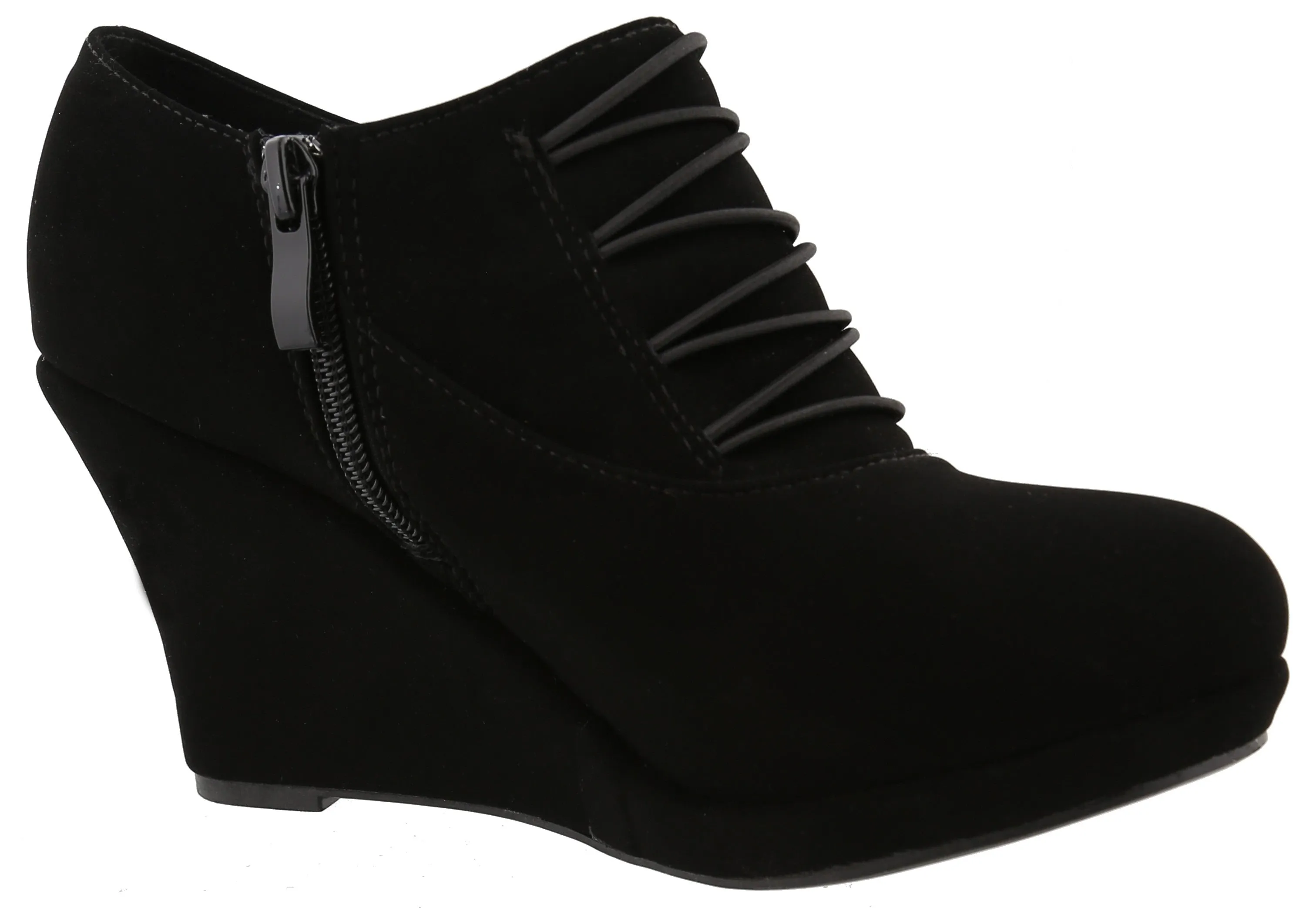 Top Moda Women's Closed Round Toe Button Platform Wedge Ankle Bootie