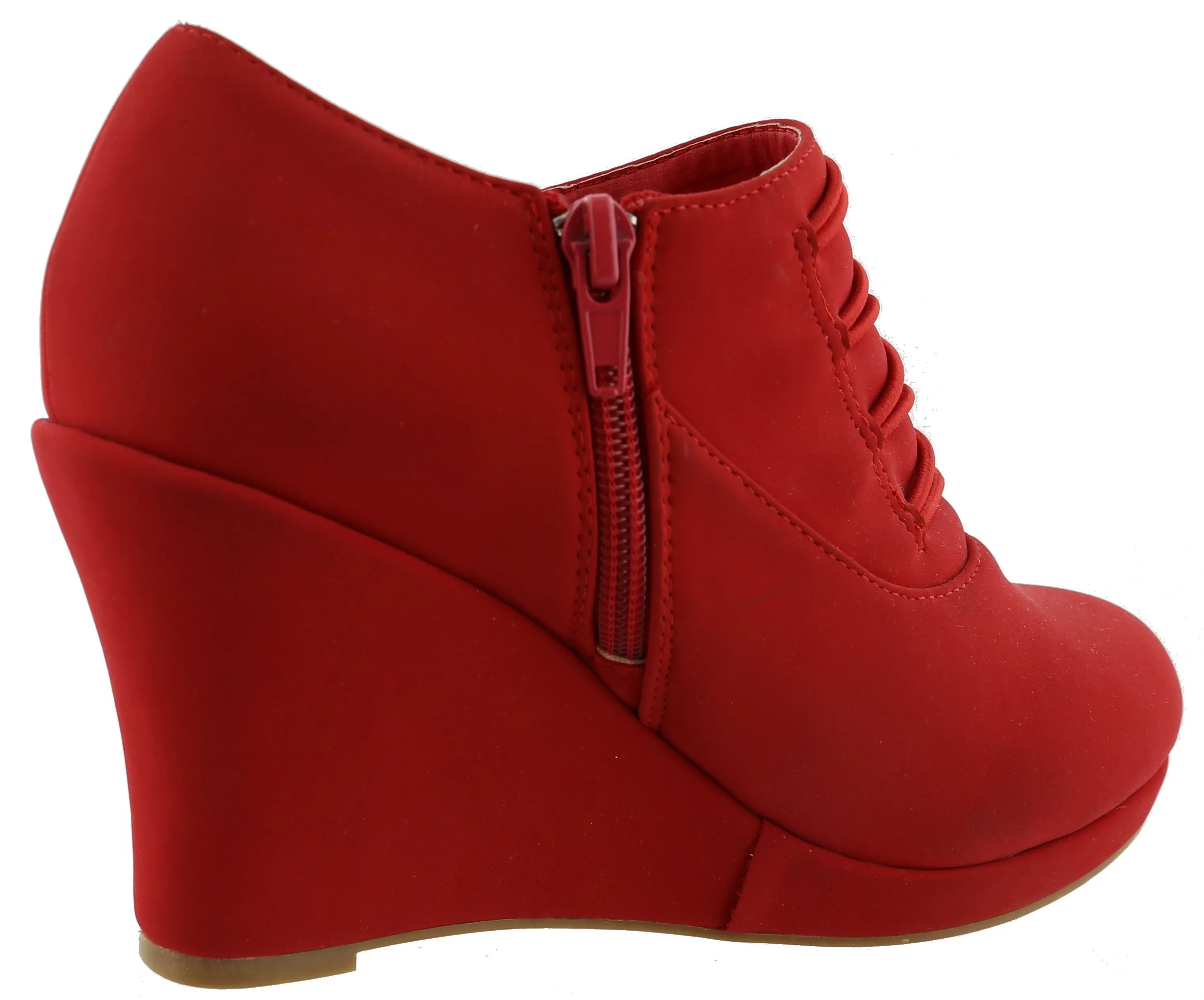 Top Moda Women's Closed Round Toe Button Platform Wedge Ankle Bootie