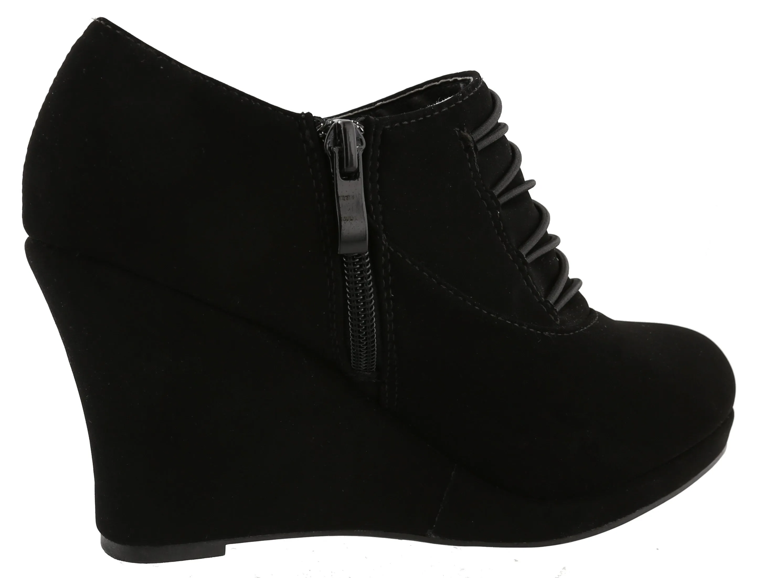 Top Moda Women's Closed Round Toe Button Platform Wedge Ankle Bootie