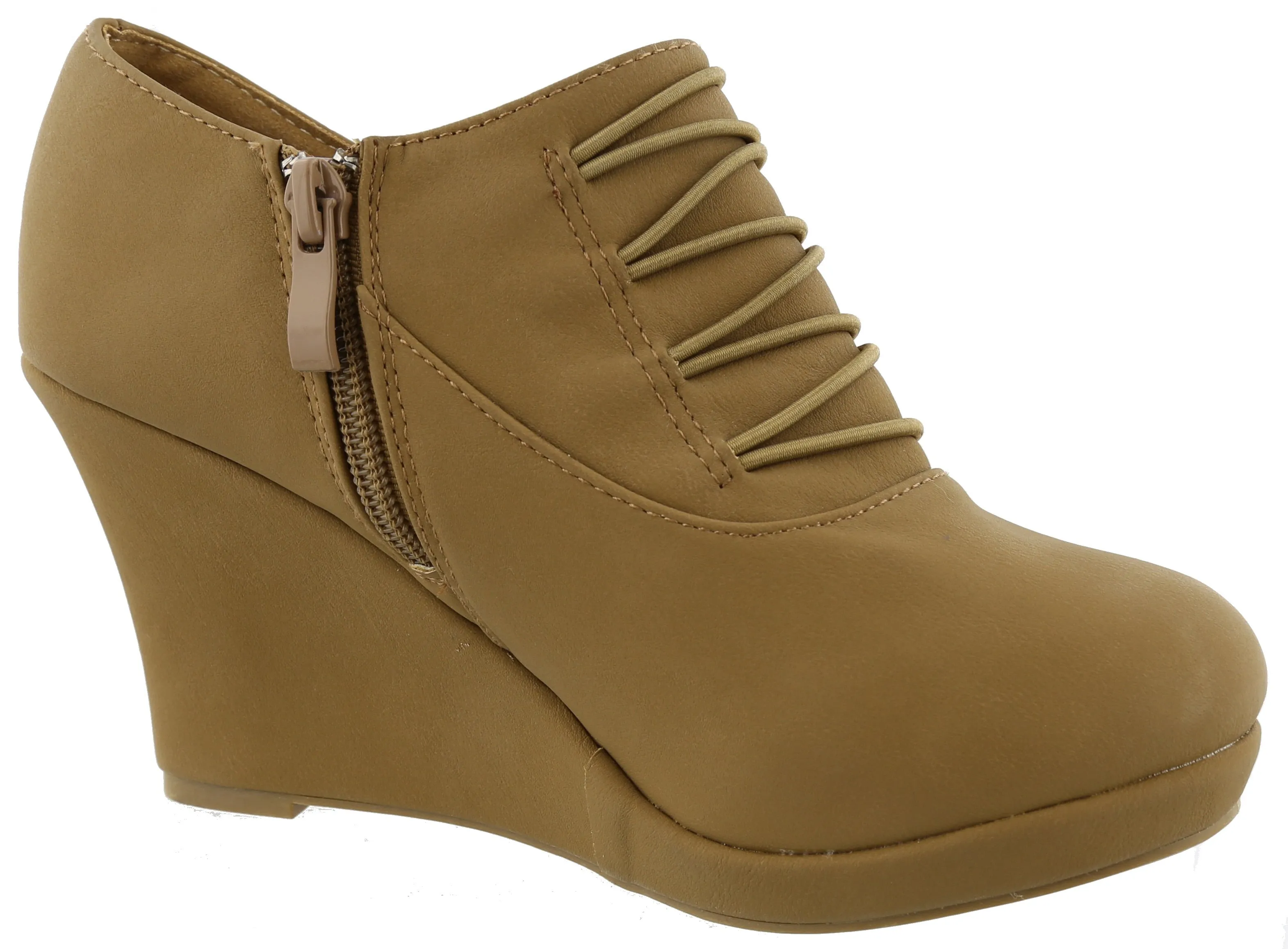 Top Moda Women's Closed Round Toe Button Platform Wedge Ankle Bootie