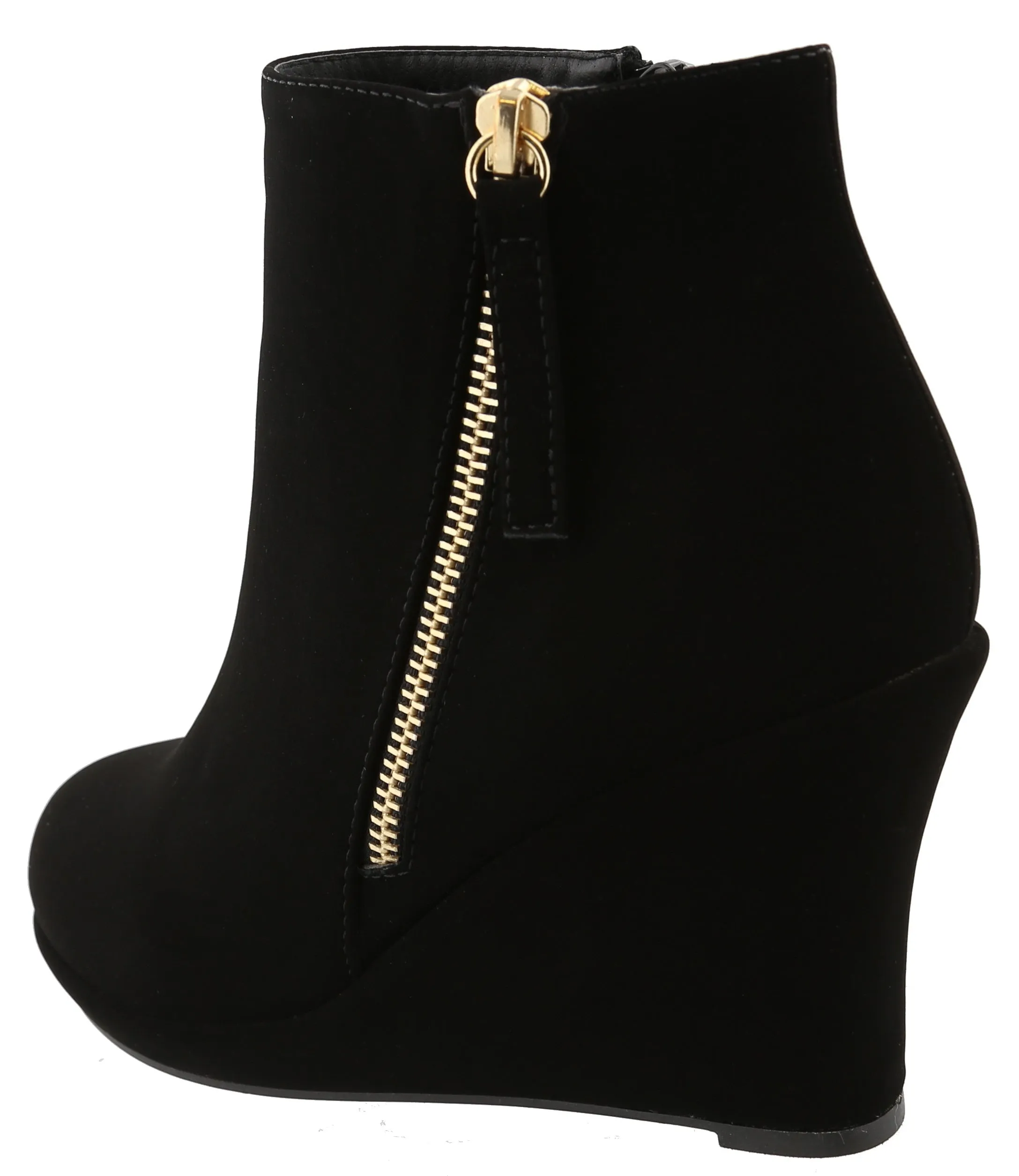 Top Moda Women's Closed Toe Side Zip Platform Wedge Ankle Bootie