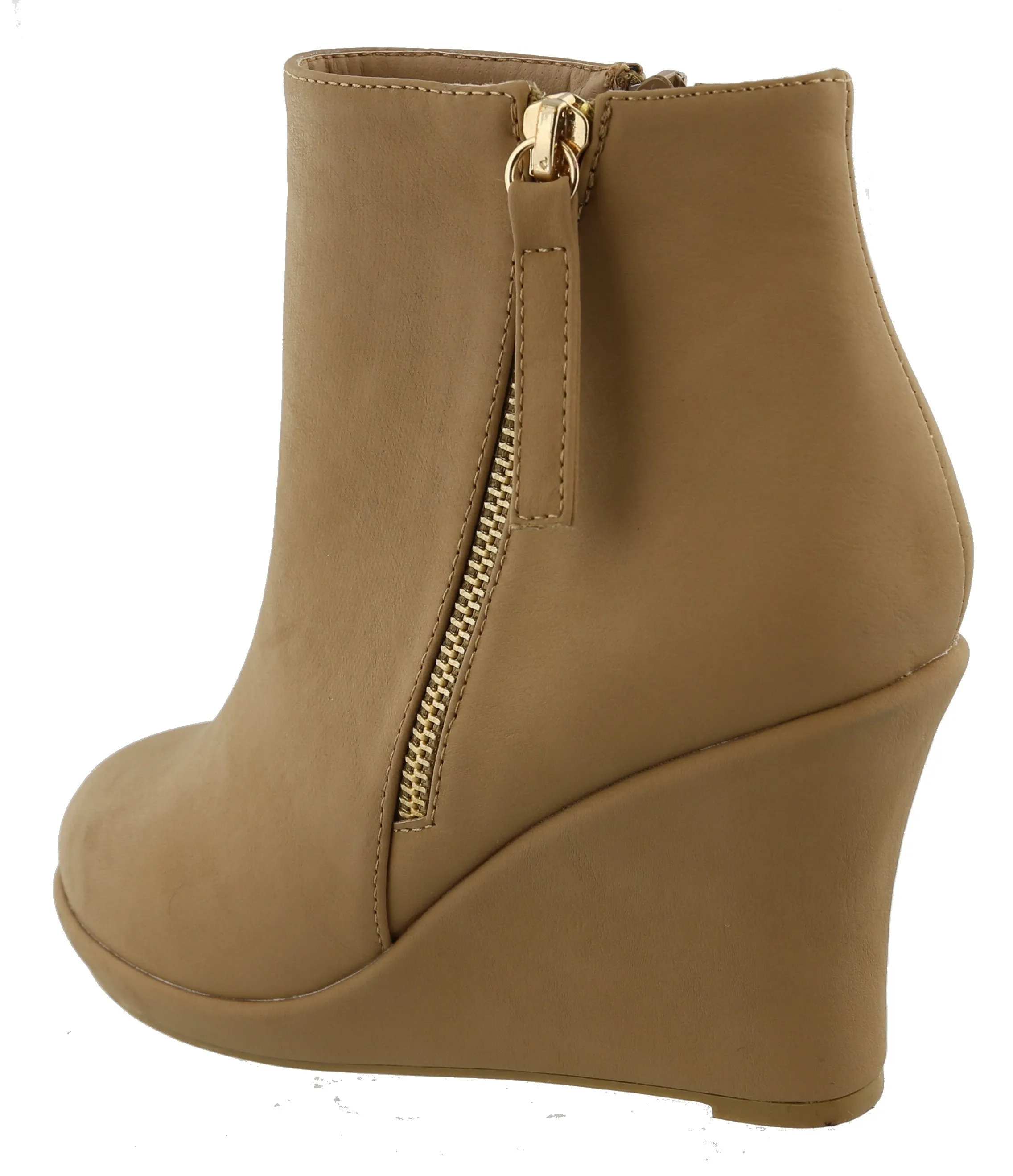 Top Moda Women's Closed Toe Side Zip Platform Wedge Ankle Bootie