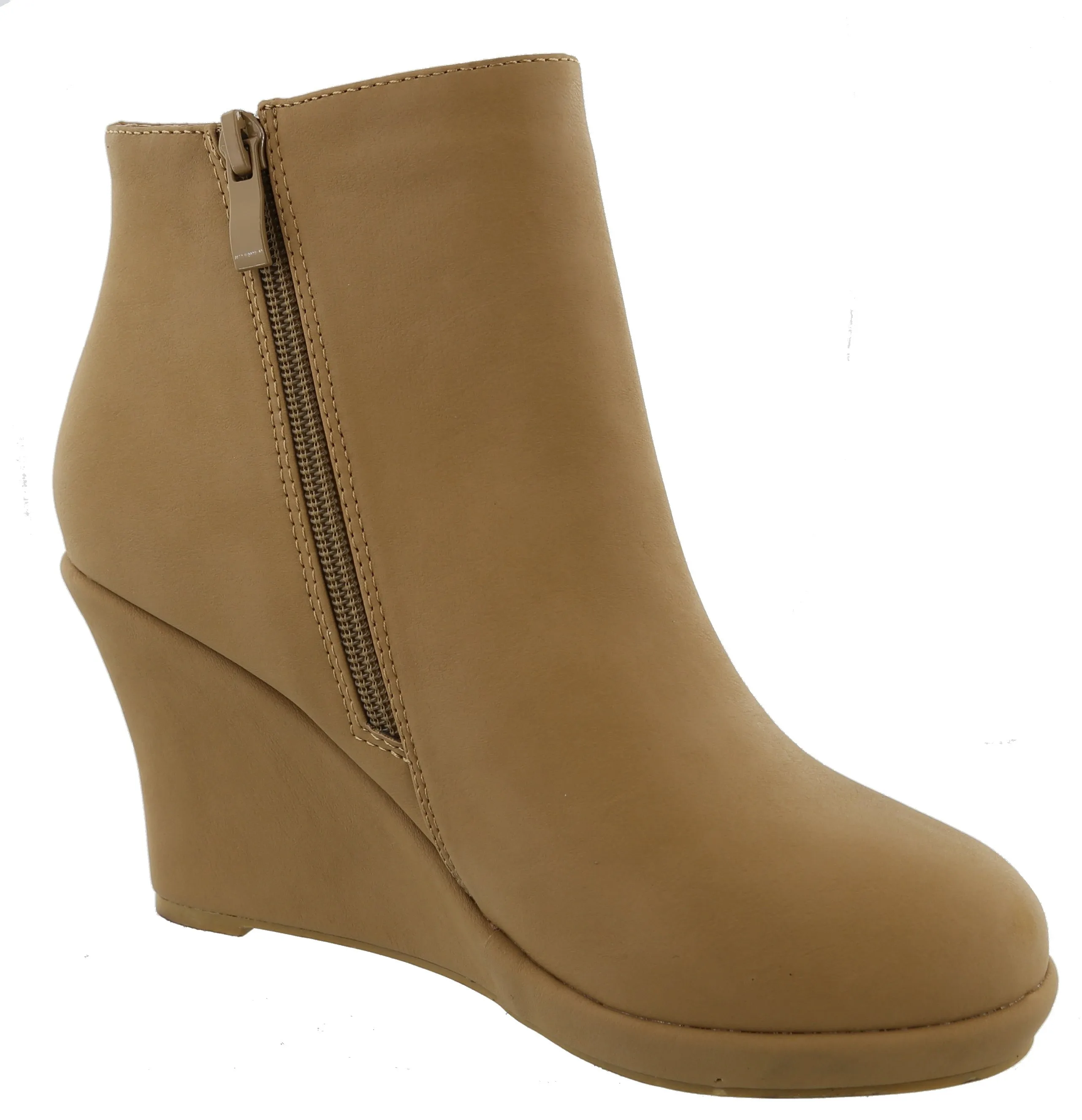 Top Moda Women's Closed Toe Side Zip Platform Wedge Ankle Bootie