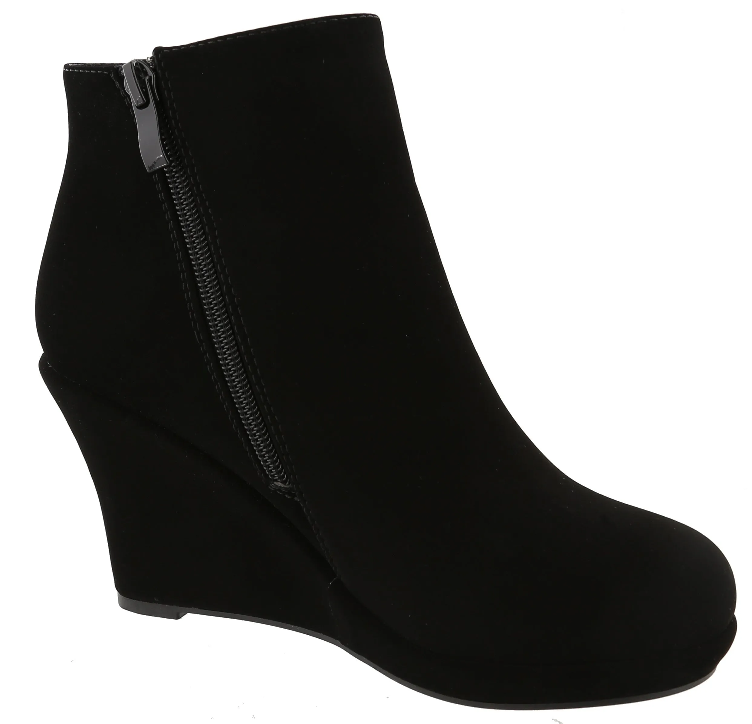Top Moda Women's Closed Toe Side Zip Platform Wedge Ankle Bootie