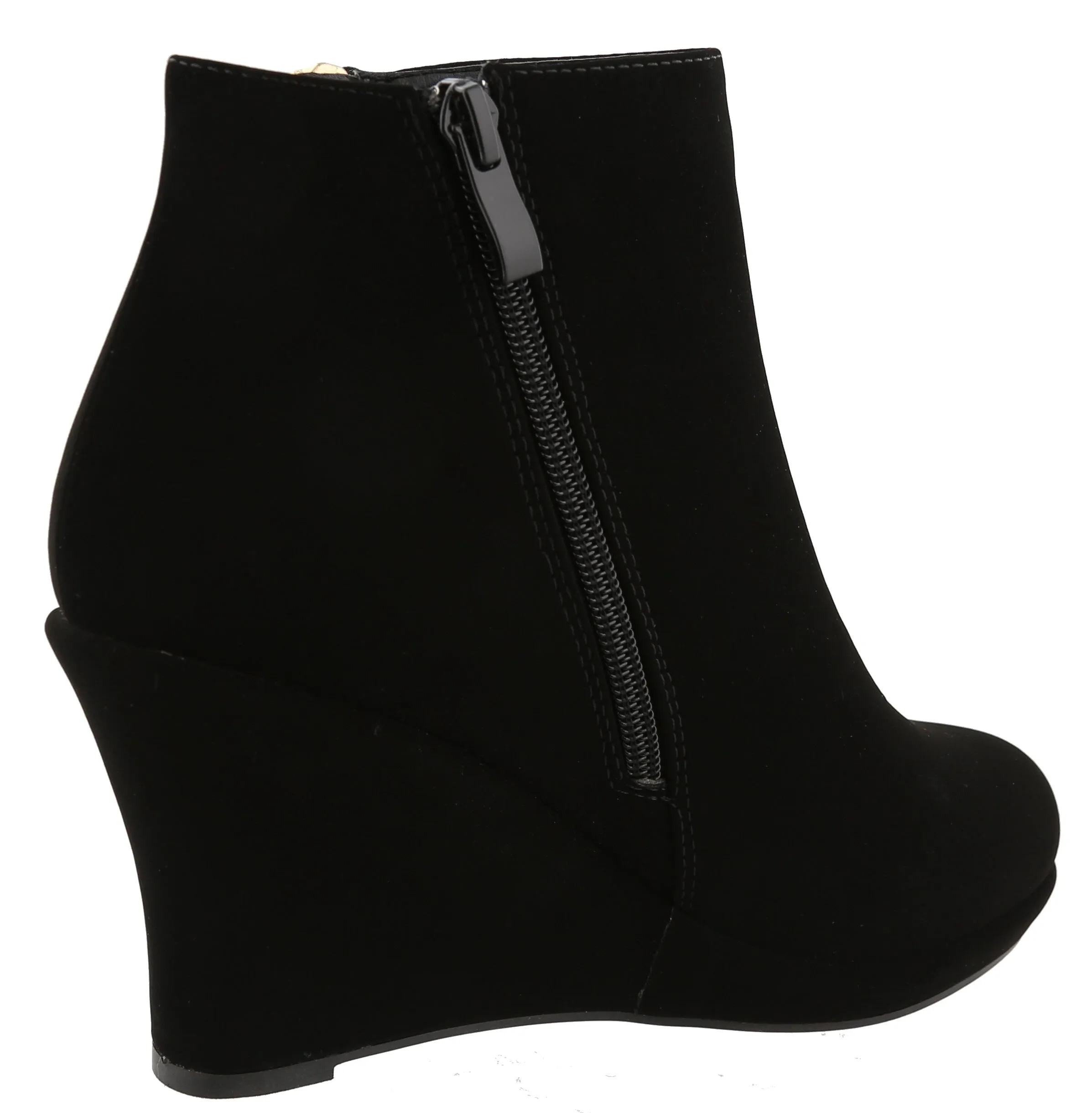 Top Moda Women's Closed Toe Side Zip Platform Wedge Ankle Bootie