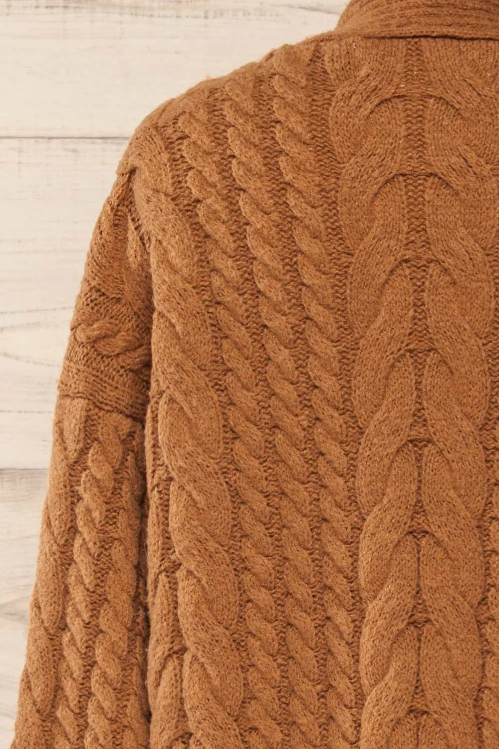 Valletta Caramel | Open Front Knit Long Cardigan