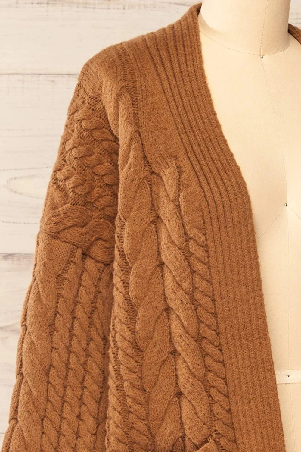 Valletta Caramel | Open Front Knit Long Cardigan