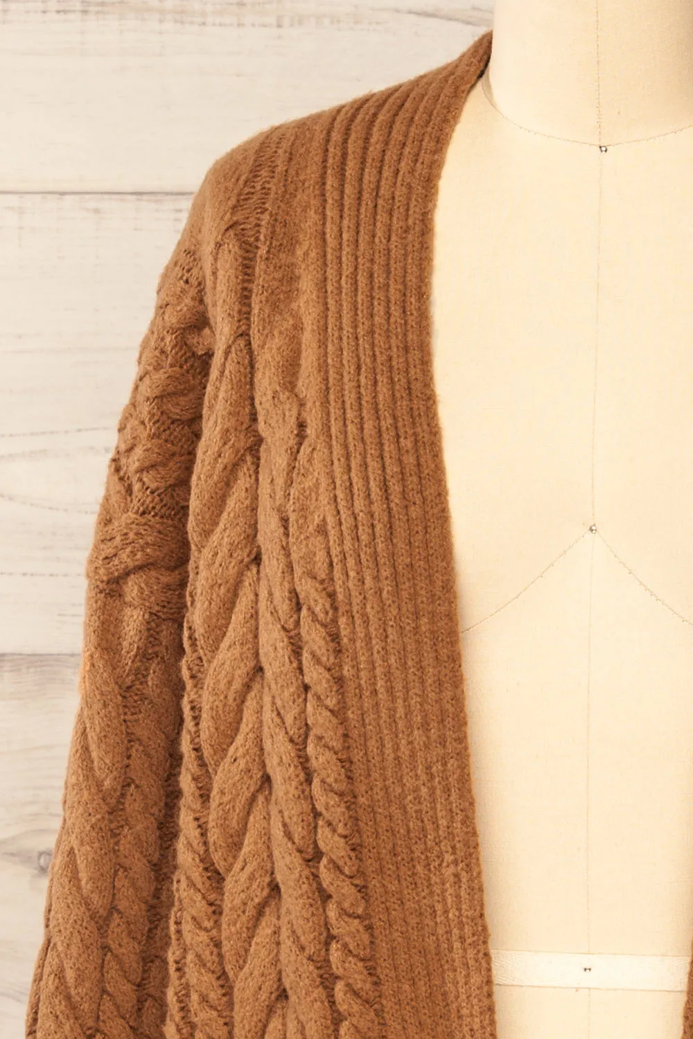 Valletta Caramel | Open Front Knit Long Cardigan