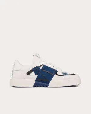 VL7N Calfskin & Denim Band White / Denim Low Top Sneakers