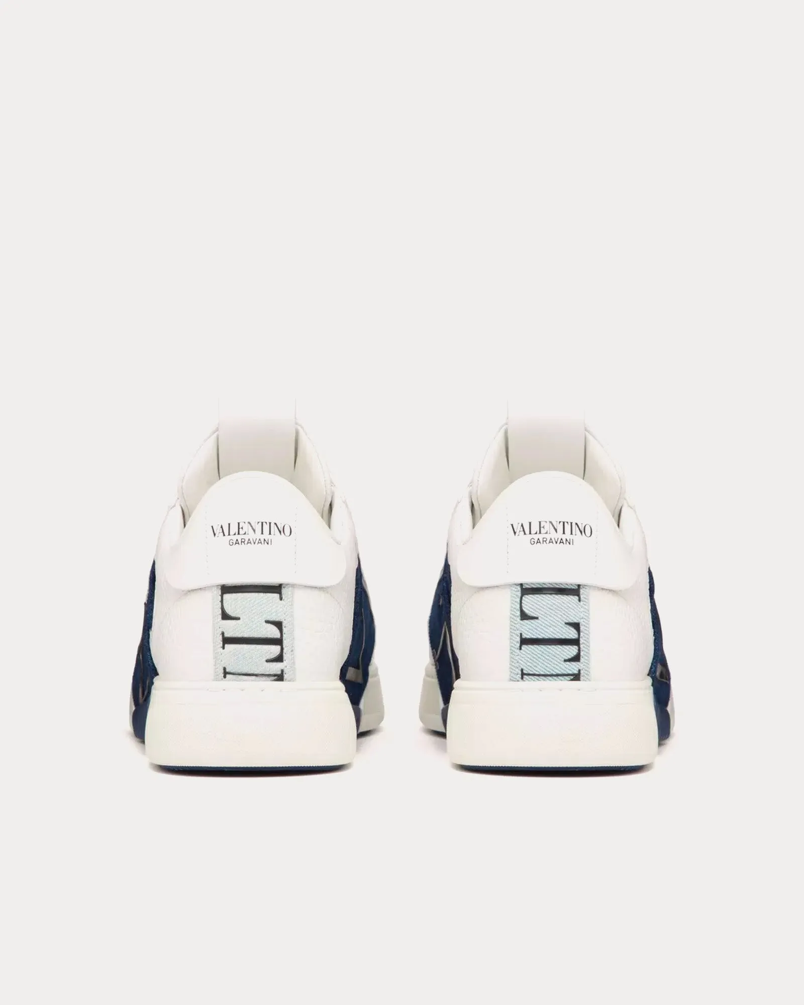 VL7N Calfskin & Denim Band White / Denim Low Top Sneakers