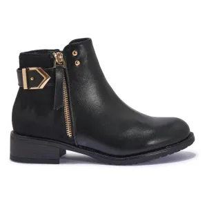 WCHAT8 – GOLD DETAILED CHELSEA BOOTS WITH FAUX SUEDE PANEL