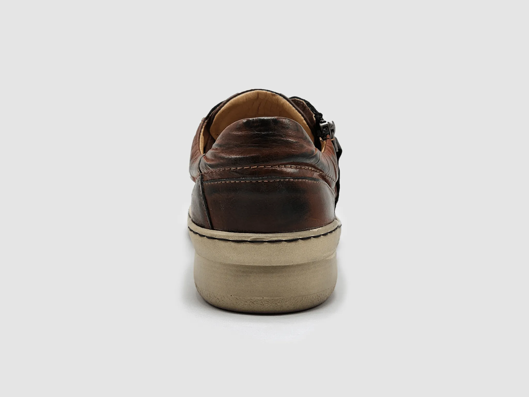 Women's Dr Wellness Zip-Up Leather Shoes - Brown