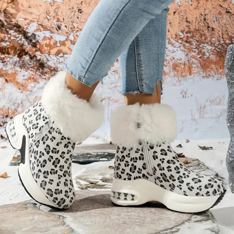 Women's Platform Ankle Boots - Smooth Zipper, Chunky Style, Plush Lined