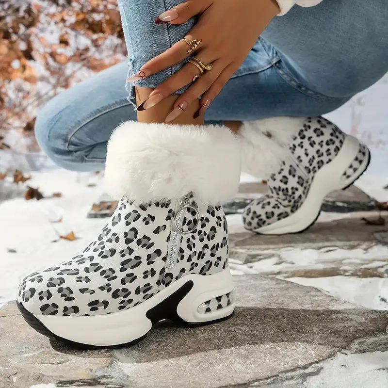 Women's Platform Ankle Boots - Smooth Zipper, Chunky Style, Plush Lined