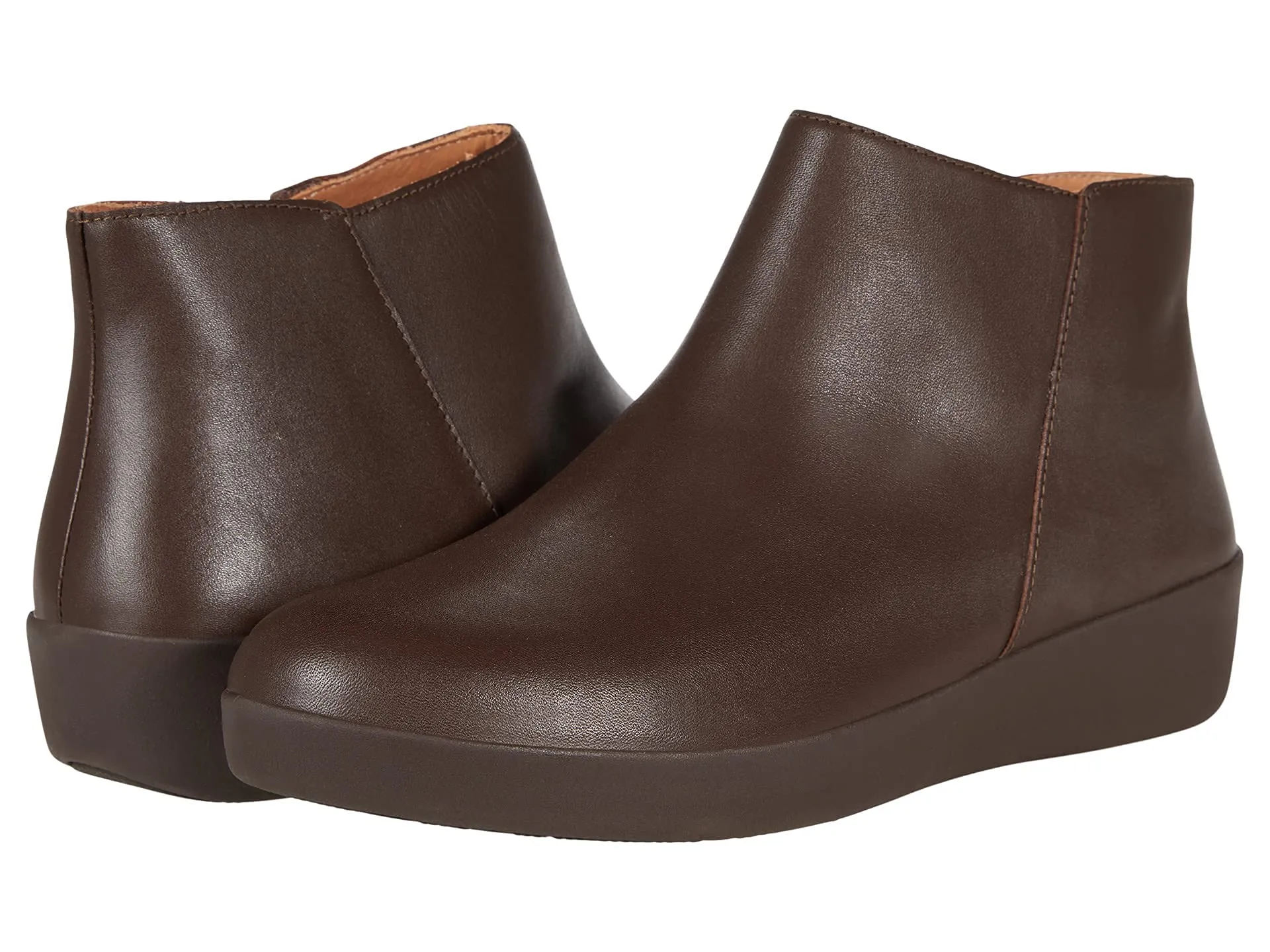 Women's Shoes FitFlop SUMI Leather Ankle Boots DX7-167 CHOCOLATE BROWN