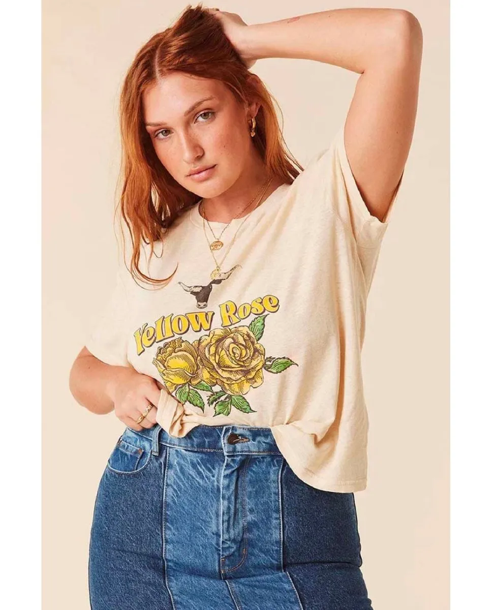 Yellow Rose Vintage Tee Cream