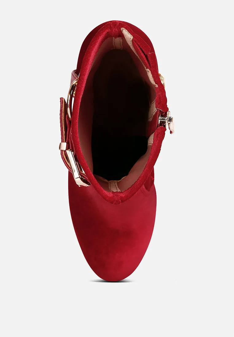 zeppelin high platform velvet ankle boots