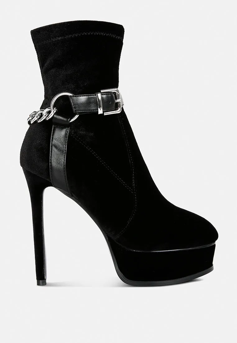 zeppelin high platform velvet ankle boots
