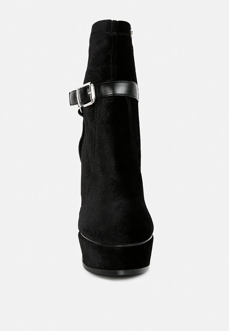 zeppelin high platform velvet ankle boots