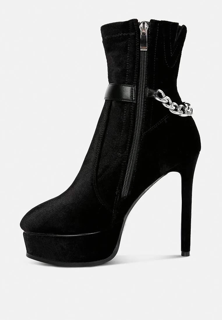 zeppelin high platform velvet ankle boots