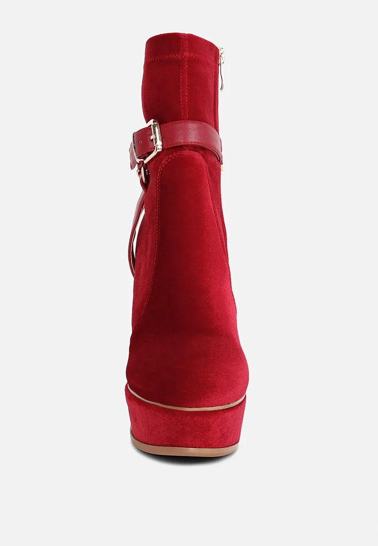 zeppelin high platform velvet ankle boots
