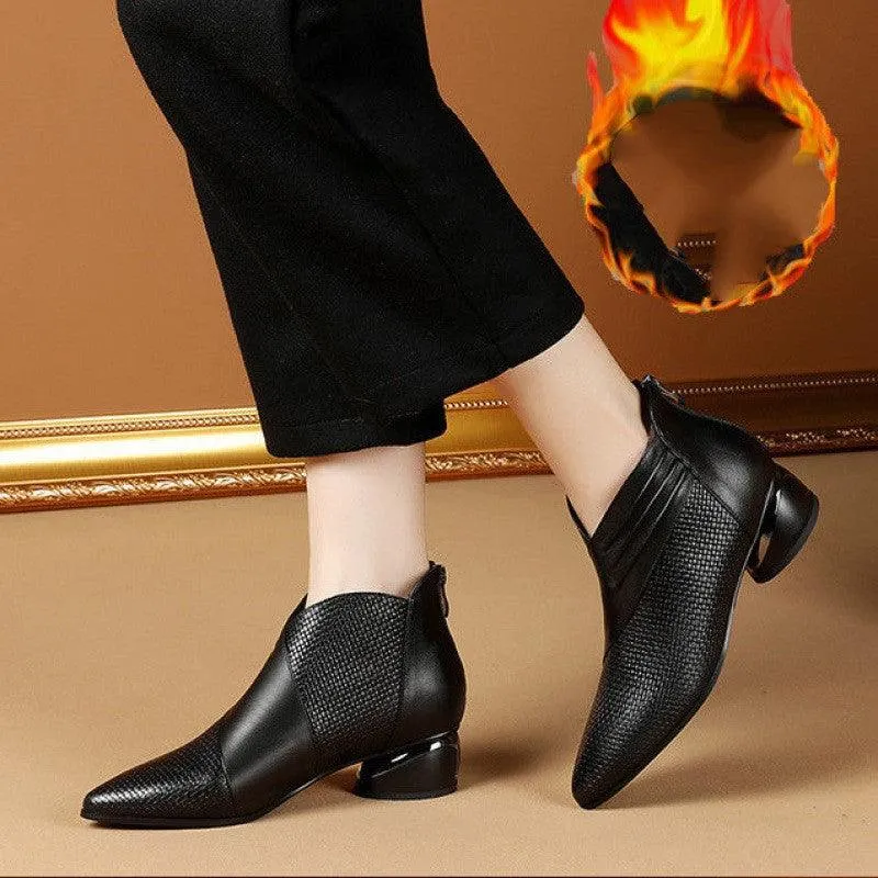 Zip Ankle Thick Heel Boots