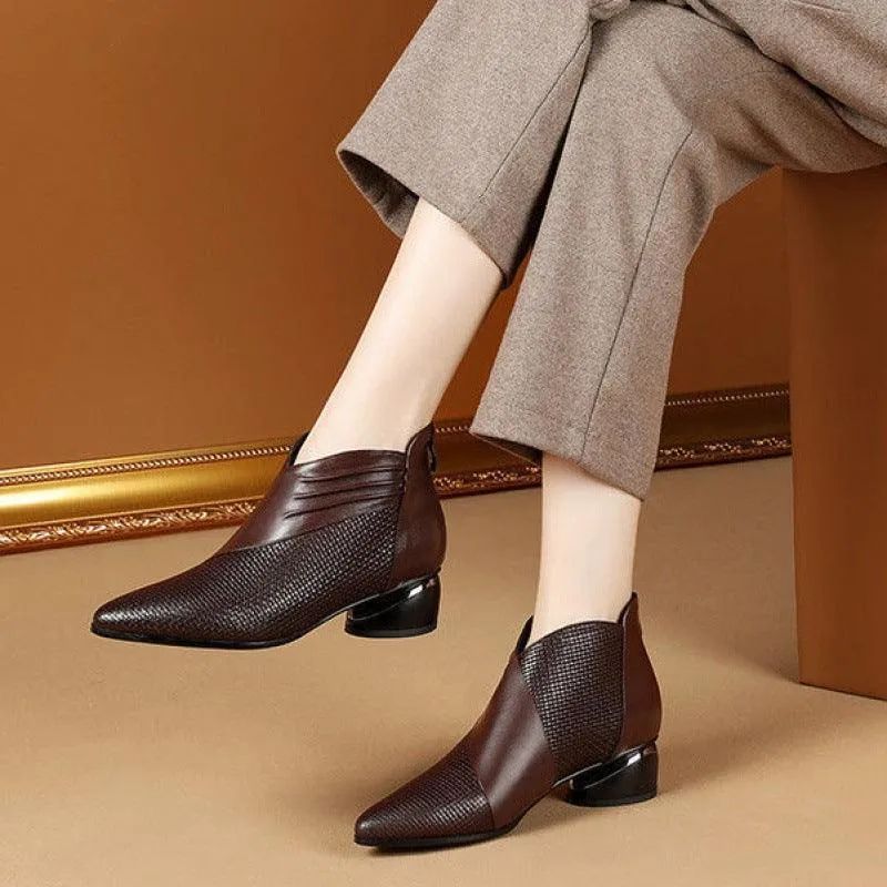 Zip Ankle Thick Heel Boots